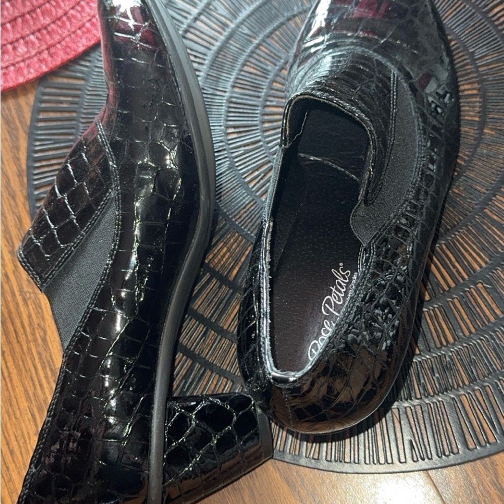 Walking Cradles Black Croc-Embossed Heels